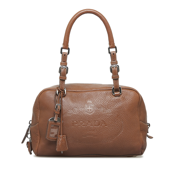 Prada Handbags - PRADA Embossed Logo Bowler Bag